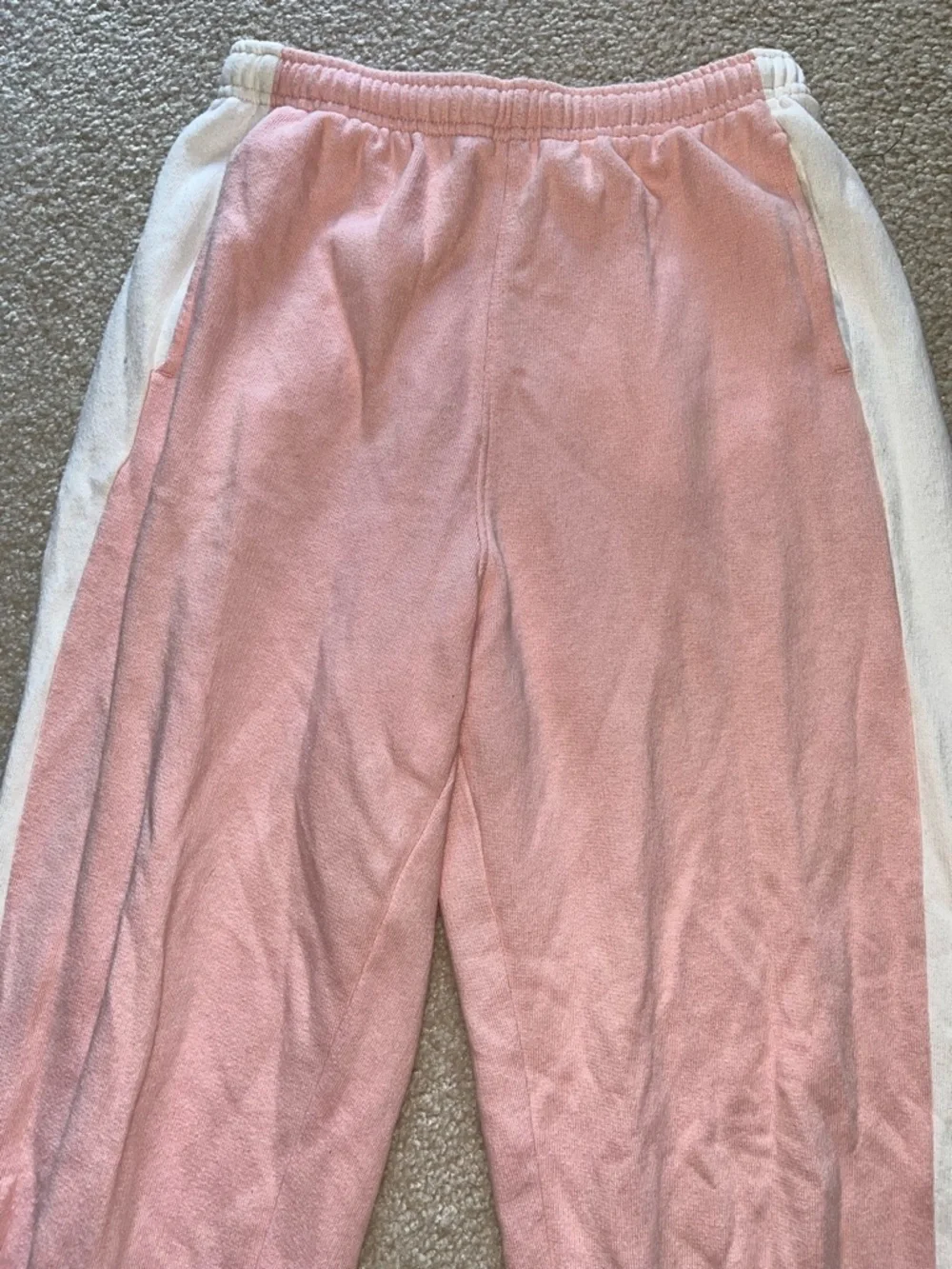 Pink Joggers with White Side Stripes - Casual Sweatpants - Picture 2 of 6
